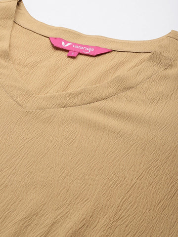 Beige Straight Kurta Paired With Tonal Bottom And Printed Dupatta